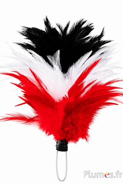 Pennacchio gallo con anello - altezza 20 cm - rosso-bianco-nero